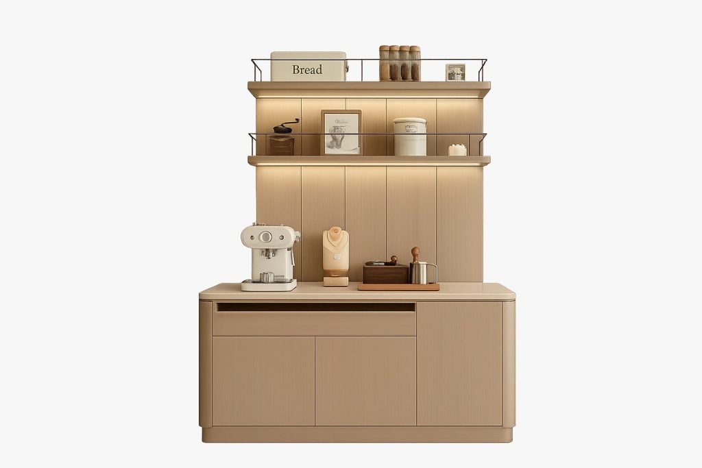 Compact Coffee Corner – Wood & Porcelain Finish