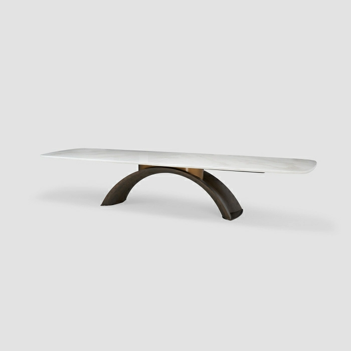 Modern Oval Porcelain Dining Table Arch Base Dubai UAE