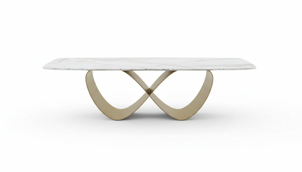 Infinity Dining Table – Porcelain Top with Stainless Steel Base