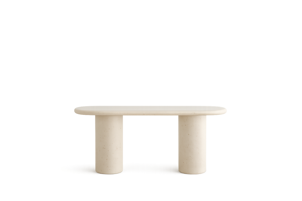 Luxury Natural Marble Console Table Cylindrical Base Design