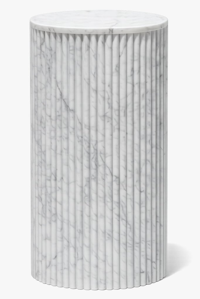 Fluted Marble Side Table Natural Stone Finish