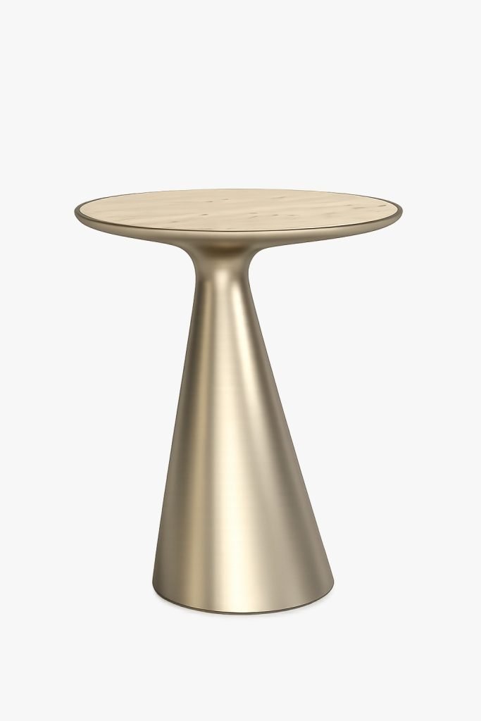 Stainless Steel & Porcelain Side Table Modern Gold Finish